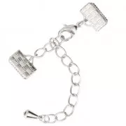 Lobster claw clasps with ribbon crimp ends 10 mm Fine silver plating x1