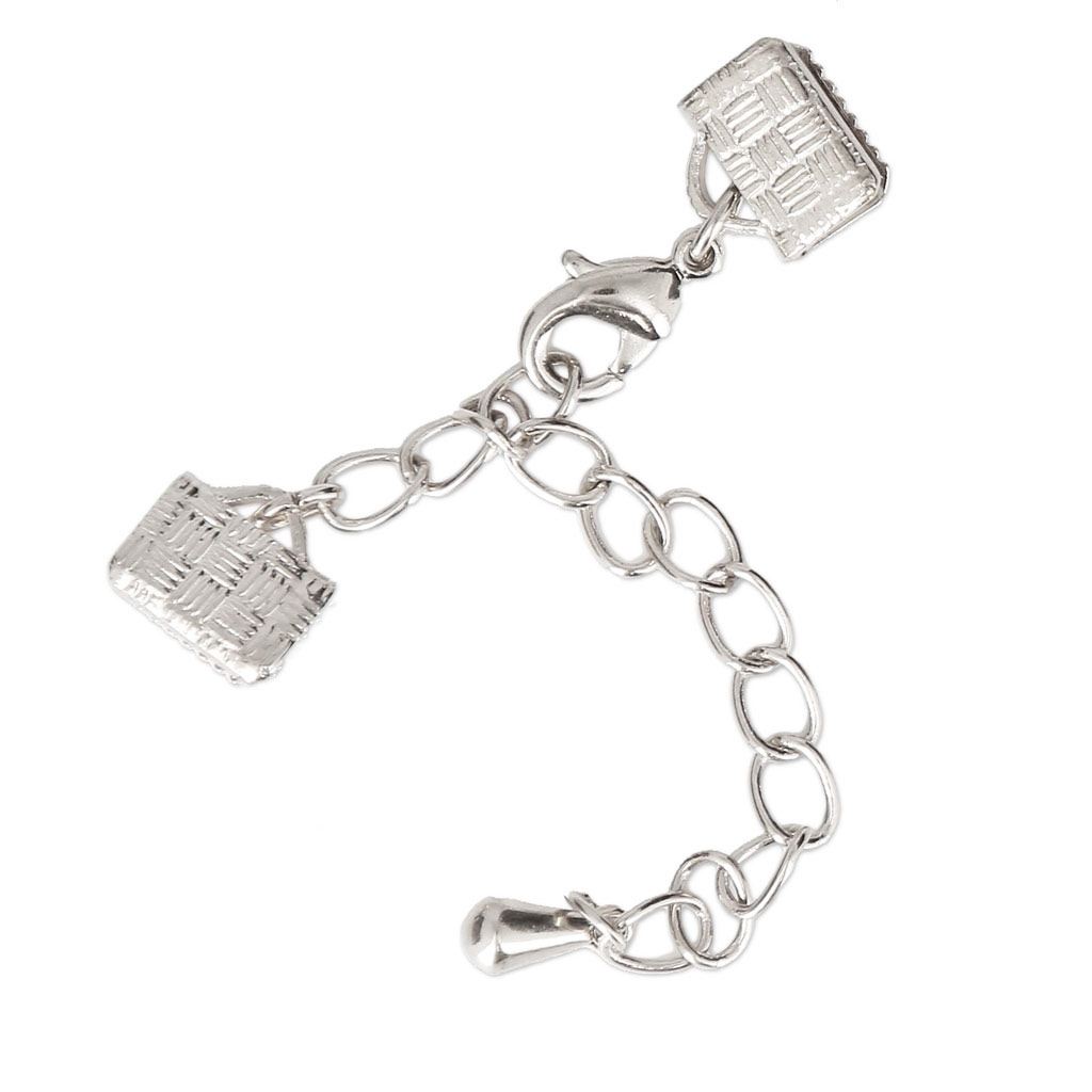 Lobster claw clasps with ribbon crimp ends 8 mm Fine silver plating x1 Perles & Co