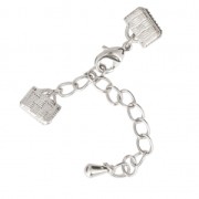 Lobster claw clasps with ribbon crimp ends 8 mm Fine silver plating x1|raw }}
