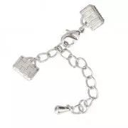 Lobster claw clasps with ribbon crimp ends 8 mm Fine silver plating x1