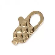 Elongated lobster clasp, checkered pattern, 12 mm, gold-plated x1