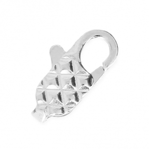 Decorated lobster claw clasp 12 mm Fine silver plating x1