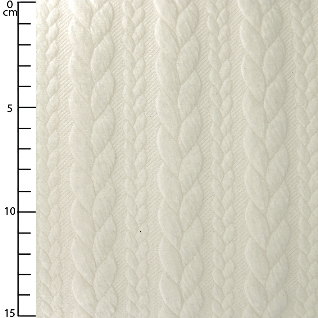 Quilted jersey fabric Twisted mesh Ecru x10cm Perles & Co