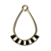Metal and epoxy resin drop pendant/spacer 30x21 mm Gold tone / Black x2