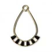 Metal and epoxy resin drop pendant/spacer 30x21 mm Gold tone / Black x2