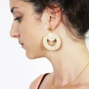 Round rattan pendant 42 mm for DIY jewelry creation x1