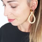 Round rattan pendant 42 mm for DIY jewelry creation x1