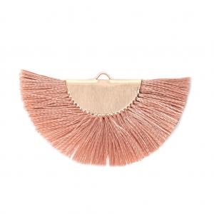 Fan/half moon pendant with fringes 25x47 mm Sienne/Gold Tone x1