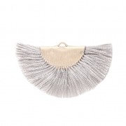 Fan/half moon pendant with fringes 25x47 mm Grey/Gold Tone x1