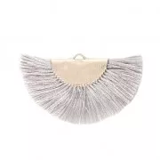 Fan/half moon pendant with fringes 25x47 mm Grey/Gold Tone x1