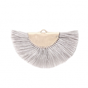 Fan/half moon pendant with fringes 25x47 mm Grey/Gold Tone x1