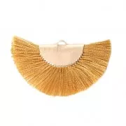 Fan/half moon pendant with fringes 25x47 mm Mustard/Gold Tone x1