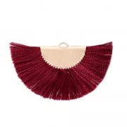 Fan/half moon pendant with fringes 25x47 mm burgundy/Gold Tone x1