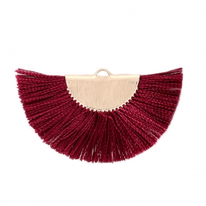 Fan/half moon pendant with fringes 25x47 mm burgundy/Gold Tone x1