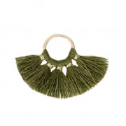 Small fan pendant with imitation cotton tassels 20x29 mm Khaki/Gold x1