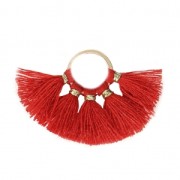 Small fan pendant with imitation cotton tassels 20x29 mm Red/Gold x1|raw }}