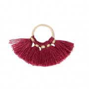 Small fan pendant with imitation cotton tassels 20x29 mm burgundy/Gold x1|raw }}