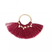 Small fan pendant with imitation cotton tassels 20x29 mm burgundy/Gold x1