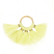 Small fan pendant with imitation cotton tassels 20x29 mm Yellow/Gold x1|raw }}