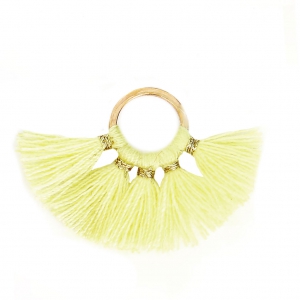 Small fan pendant with imitation cotton tassels 20x29 mm Yellow/Gold x1