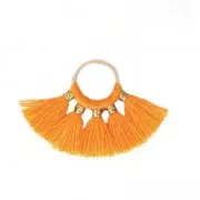 Small fan pendant with imitation cotton tassels 20x29 mm Orange/Gold x1