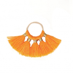 Small fan pendant with imitation cotton tassels 20x29 mm Orange/Gold x1