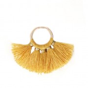 Small fan pendant with imitation cotton tassels 20x29 mm Sunflower/Gold x1|raw }}