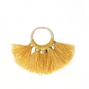 Small fan pendant with imitation cotton tassels 20x29 mm Sunflower/Gold x1