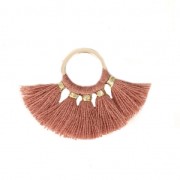 Small fan pendant with imitation cotton tassels 20x29 mm Sienna/Gold x1|raw }}