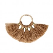 Small fan pendant with imitation cotton tassels 20x29 mm Tawny/Gold x1