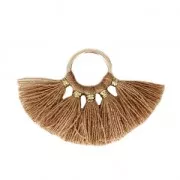 Small fan pendant with imitation cotton tassels 20x29 mm Tawny/Gold x1