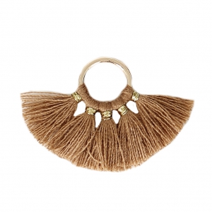 Small fan pendant with imitation cotton tassels 20x29 mm Tawny/Gold x1