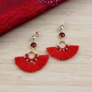 Small fan pendant with imitation cotton tassels 20x29 mm Tawny/Gold x1