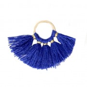 Small fan pendant with imitation cotton tassels 20x29 mm Royal Blue/Gold x1|raw }}