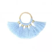 Small fan pendant with imitation cotton tassels 20x29 mm Denim Blue/Gold x1