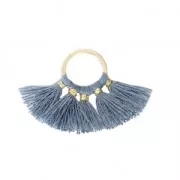 Small fan pendant with imitation cotton tassels 20x29 mm Blue Grey/Gold x1
