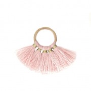 Small fan pendant with imitation cotton tassels 20x29 mm Antique Pink/Gold x1|raw }}