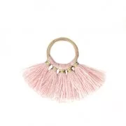 Small fan pendant with imitation cotton tassels 20x29 mm Antique Pink/Gold x1