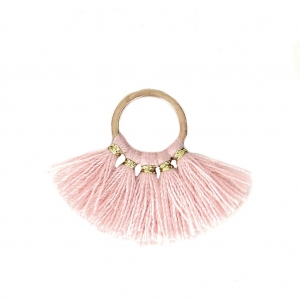 Small fan pendant with imitation cotton tassels 20x29 mm Antique Pink/Gold x1