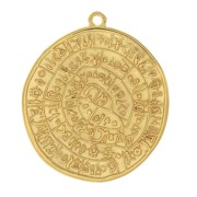Medal pendant Phaistos Disc 28 mm fine Gold plated x1