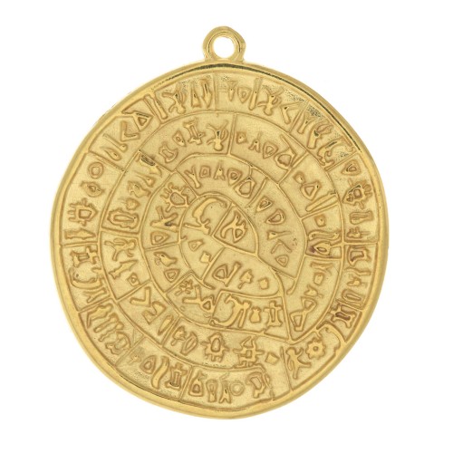 Medal pendant Phaistos Disc 28 mm fine Gold plated x1