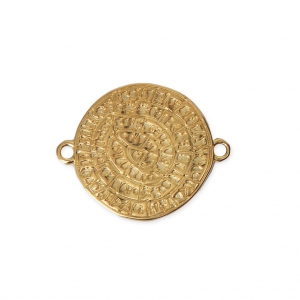 Spacer 2 loops Phaistos Disc 25x20 mm Gold Tone x1