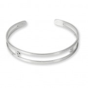 Bracelet Eco en laiton spécial pour perles de 4 mm - 9x150 mm Rhodium x1