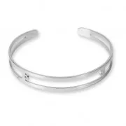 Bracelet Eco en laiton spécial pour perles de 4 mm - 9x150 mm Rhodium x1