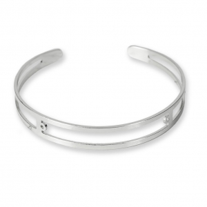 Bracelet Eco en laiton spécial pour perles de 4 mm - 9x150 mm Rhodium x1