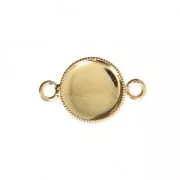 Spacer setting for flat back round cabochon 10 mm Gilded with fine 24K x4