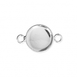 Spacer setting for flat back round cabochon 10 mm Fine silver plating x4