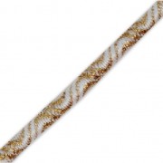 Elastic cord with waves patterns and metallic effect 3 mm Gold/White x 1 m|raw }}