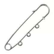 Kilt pin with 3 loops to decorate 76 mm Rhodium Tone x1