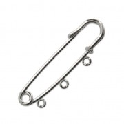 Kilt pin with 3 loops to decorate 50 mm Rhodium Tone x1|raw }}